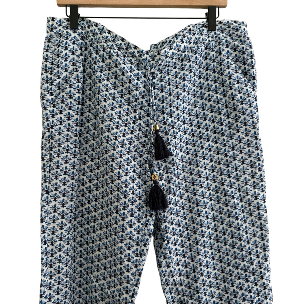 Tory Burch Linen Baja Blue Pants - Picture 3 of 10